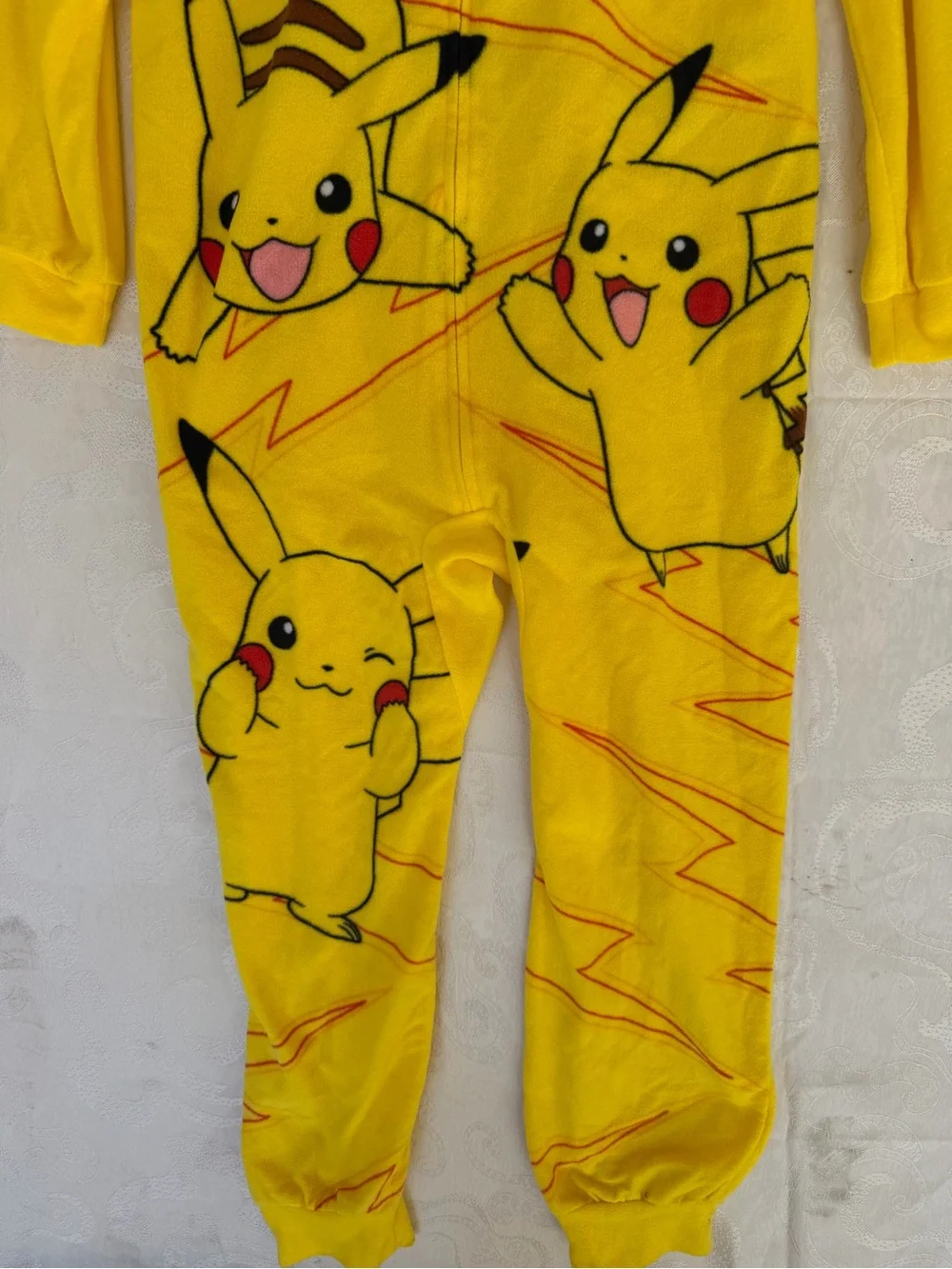 Pikachu Yellow Kids One-Piece Hoodie Pajamas